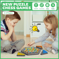 Hcusus Chain Triangle Chess Game gameplay action during family game night