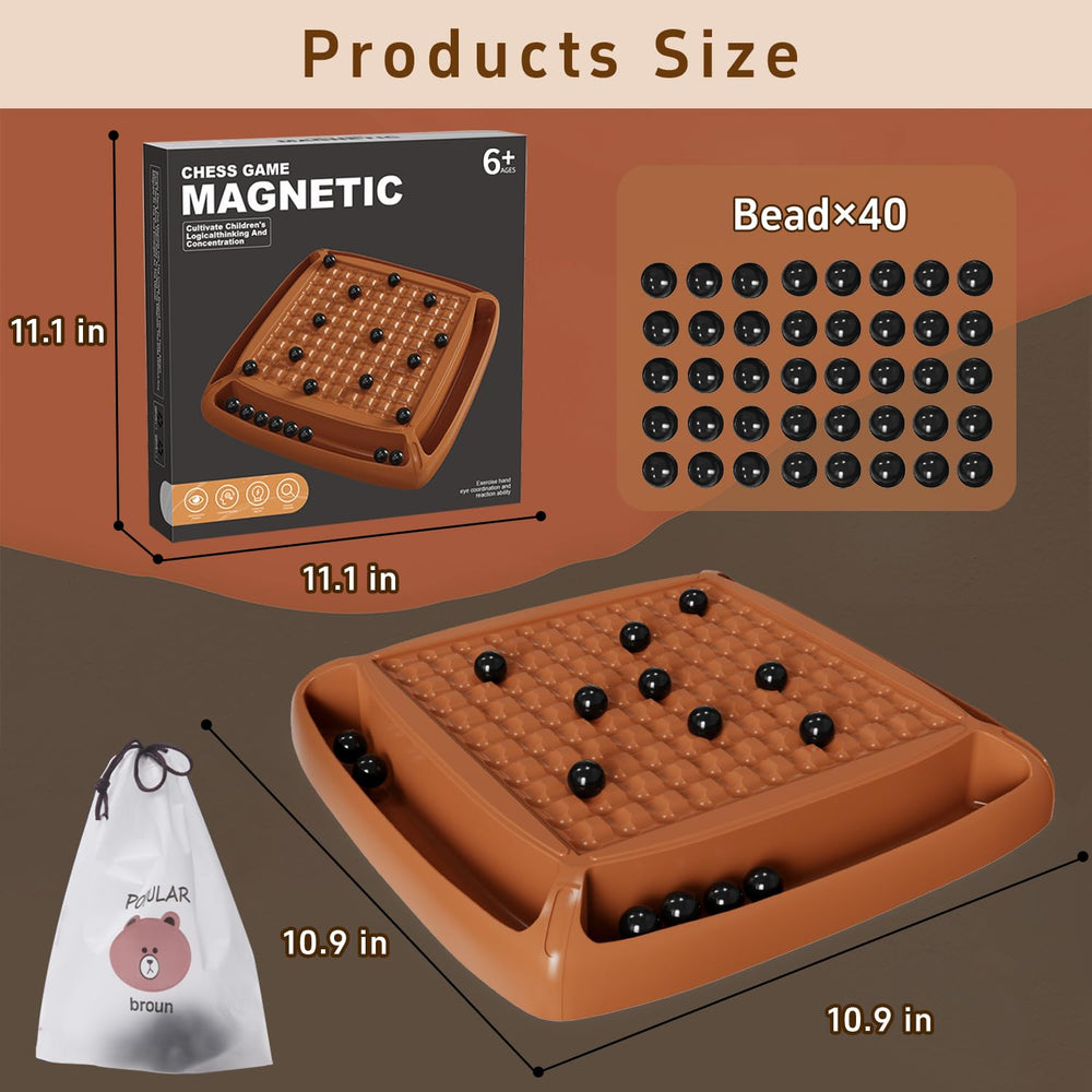 Hcusus magnetic chess pieces in play demonstrating magnets and strategy.