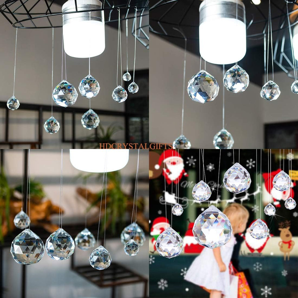 HDCRYSTALGIFTS 40mm crystal ball prism 10-pack set for decor