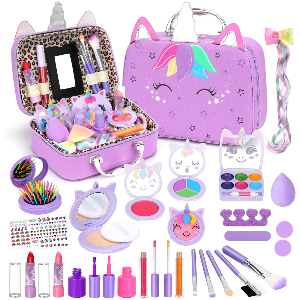 Heaning kids washable makeup case with mirror for pretend play
