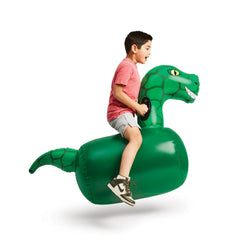 HearthSong Hop N Go Dino bouncer front view for energetic outdoor fun.
