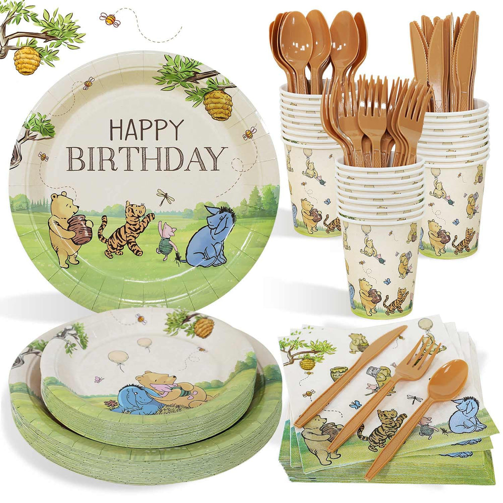 Heboland Winnie Pooh plates-9inch: sturdy for cake and snacks with vintage charm.
