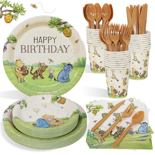 Heboland Winnie Pooh plates-9inch: sturdy for cake and snacks with vintage charm.