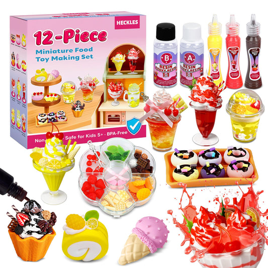 HECKLES 12-piece miniature food kit unbox for quick, creative pretend meals.