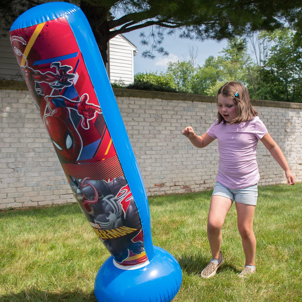 Hedstrom Spider-Man Bop Bag base-fill visual showing water or sand option.