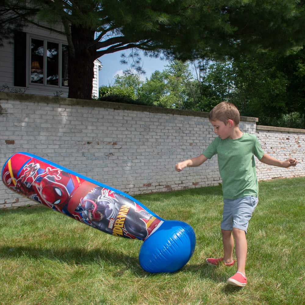 Hedstrom Marvel Spider-Man 60-inch Bop Bag inflated for durable daily use.