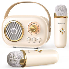 heetipuk mini karaoke machine front view beige compact design for on-the-go fun
