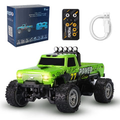 hehred Mini RC Truck front view with bright lights for indoor play