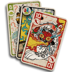 Players around a table in setup for a Spicy round.