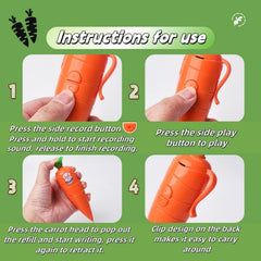 Hekisace carrot recorder pen writing action during learning activities.