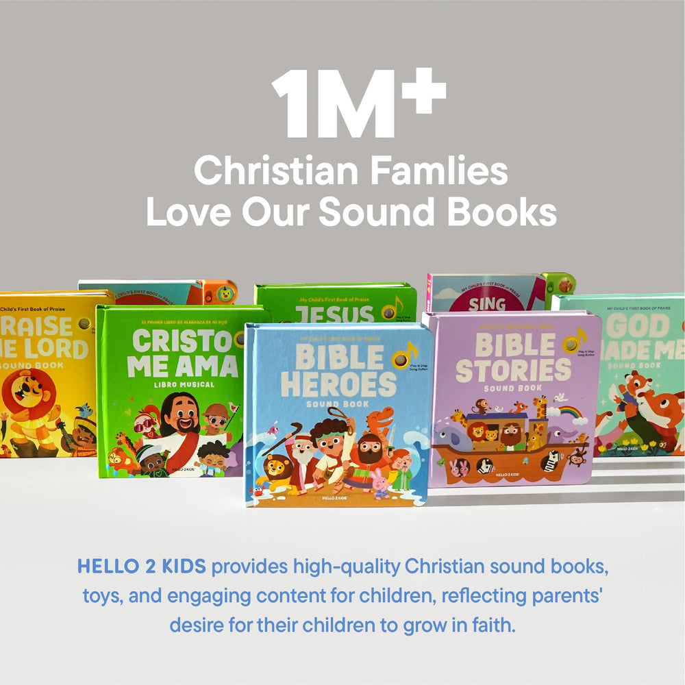 Hello 2 Kids Bible Heroes QR code enables streaming of music for extended play.