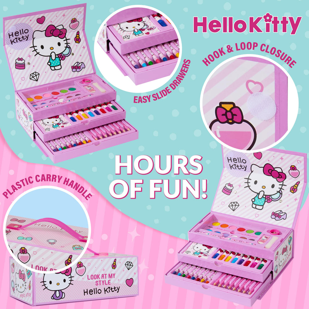Hello Kitty carry case with glossy print and secure latch for easy transport