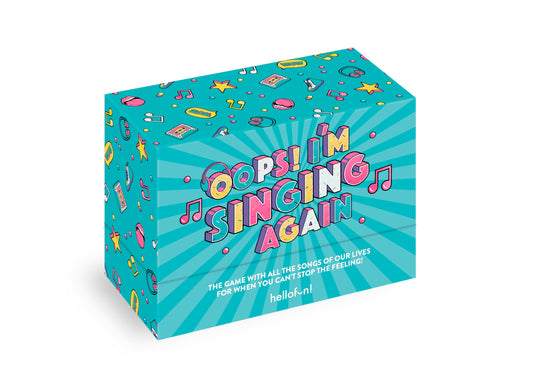 Hellofun! Oops I'm Singing Again! cover shows bright cards, a quick party starter.