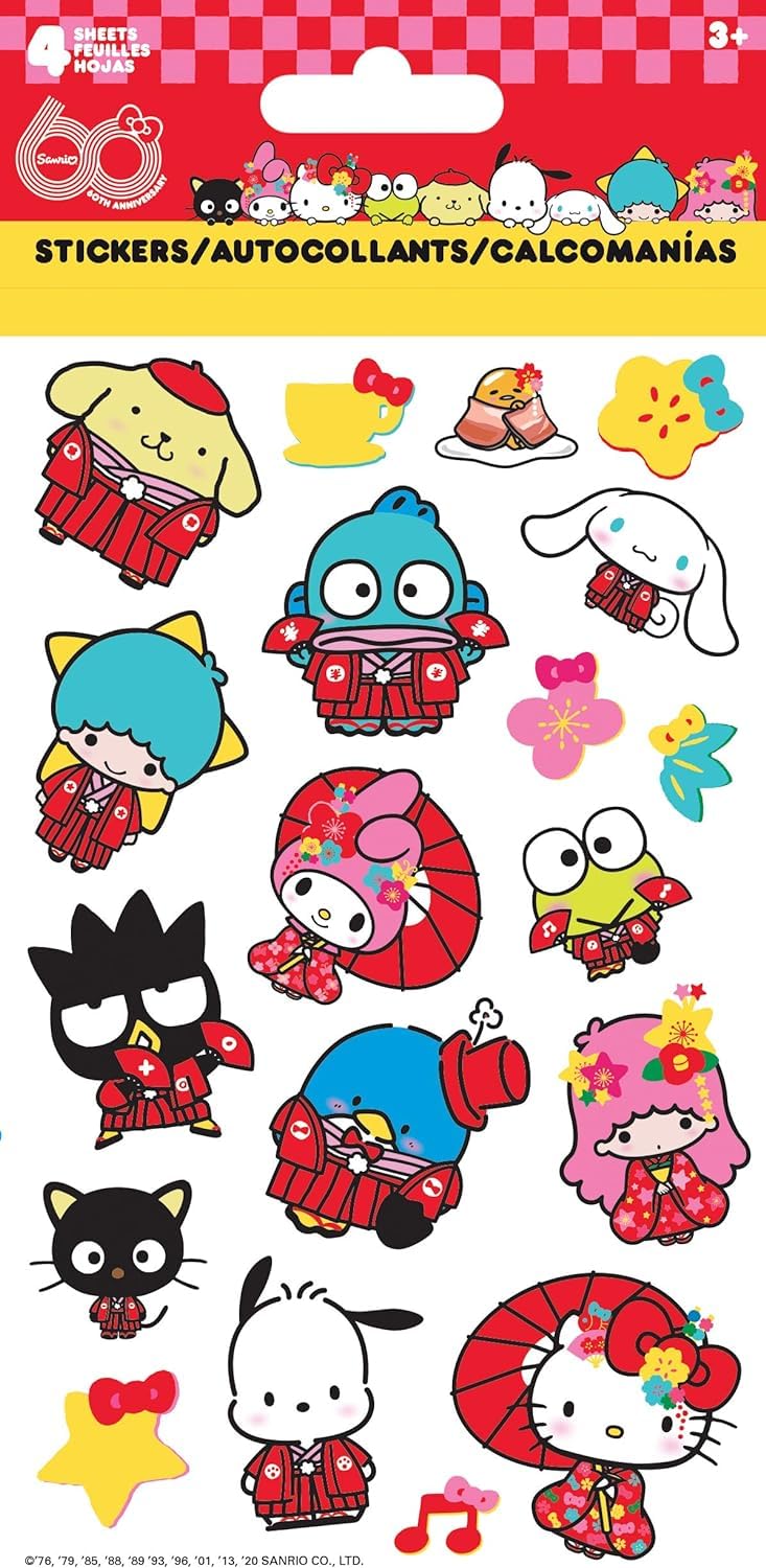 Hello Kitty face sticker book fuels imaginative play.
