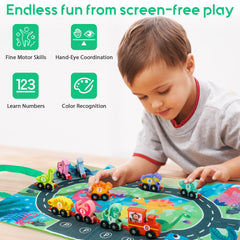 HELLOWOOD colorful-dinosaur-train-scene supports color and number recognition