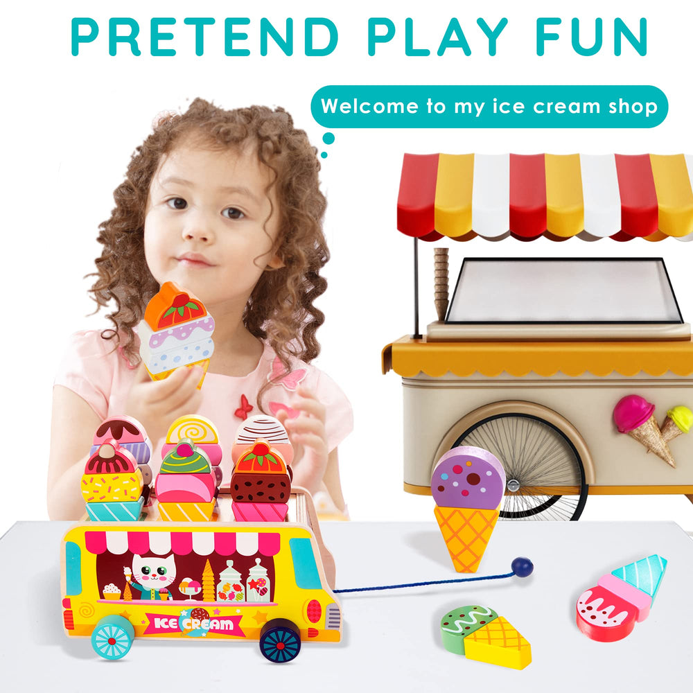 HELLOWOOD truck with wheels offers easy pull-and-go play for toddlers.