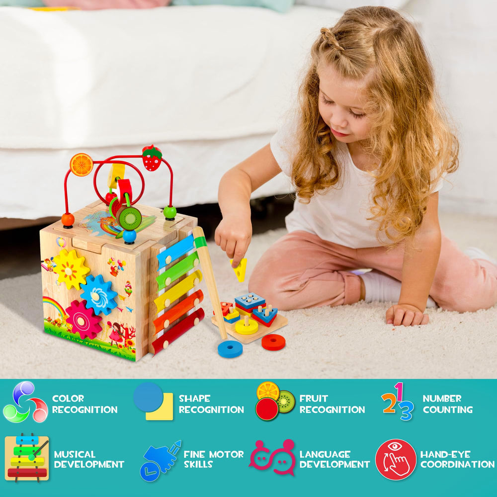 HELLOWOOD abacus beads on cube support counting and early math concepts