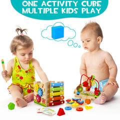 HELLOWOOD shape sorter on cube helps recognize shapes and early problem solving
