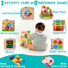 HELLOWOOD stack and sort board on cube promotes sorting skills and precise hand movements