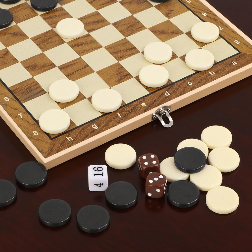 Hellpnoom ceramic pieces on board demonstrating compatibility with standard checker boards