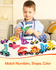 Helsort magnetic train cars enable easy assembly for toddlers.