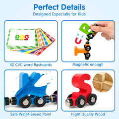 Helsort Round-edge wooden trains ensure safe, durable play.