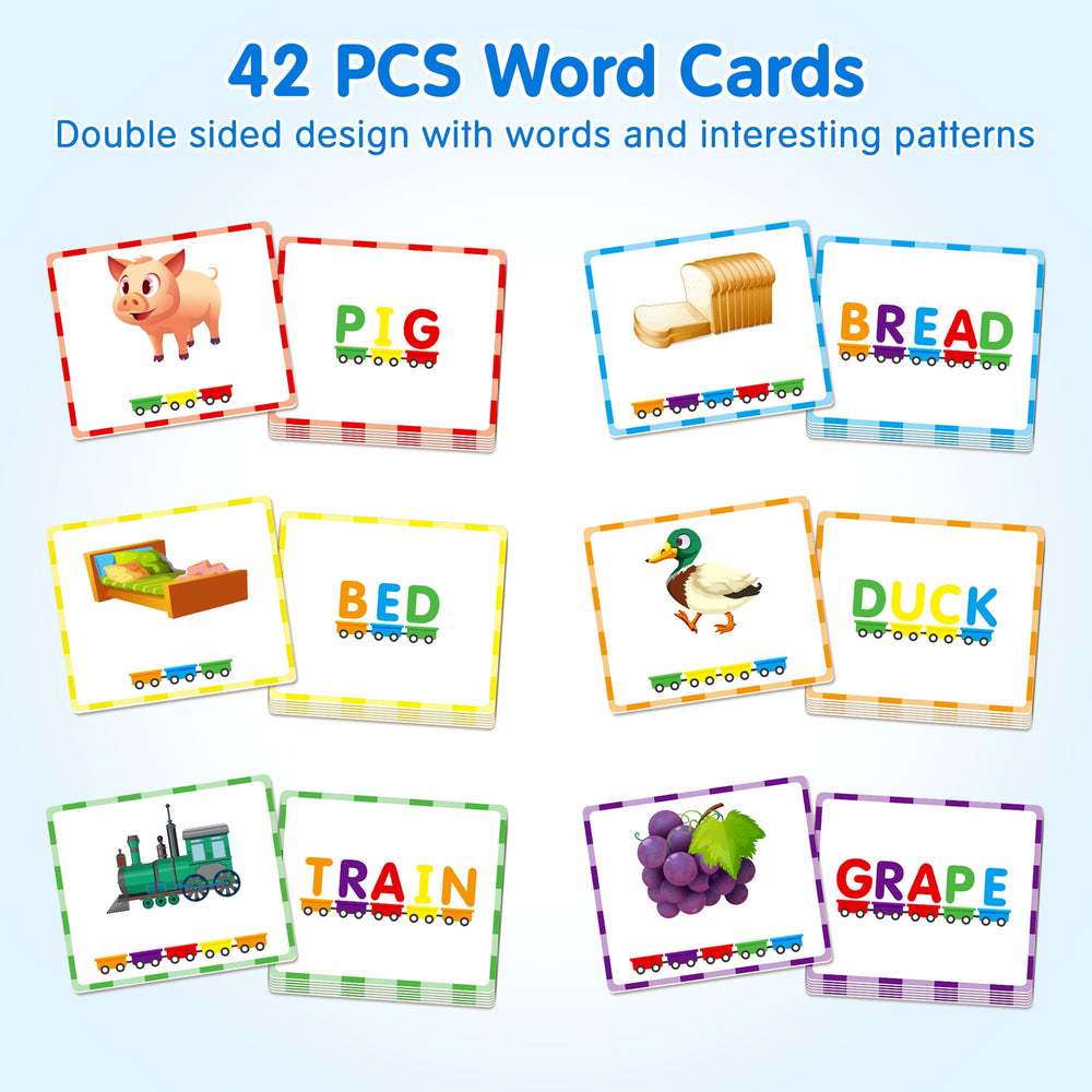 Helsort Strong magnets connect trains for easy alphabetical sequencing.
