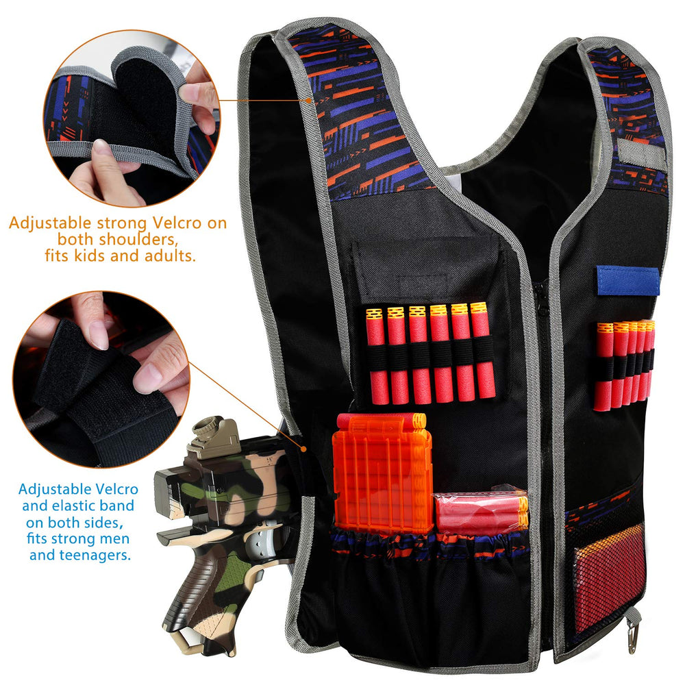 Hely Cancy vest includes eye protection glasses and bandana for safety.