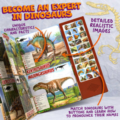 Hemalleon 30-dinosaur species chart helps kids learn names and facts.