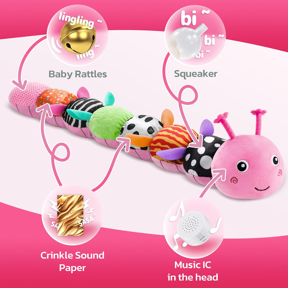 HEMRLY caterpillar back with squeaker and crinkle invites exploration