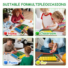 hennaed shut the box game family-play scene illustrates collaborative learning and friendly competition.