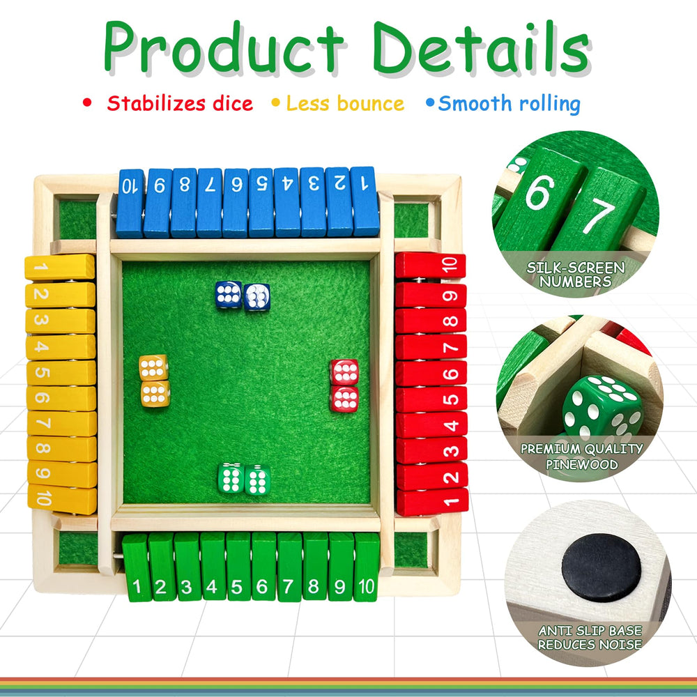hennaed shut the box game numbered sides 1–10 showcase approachable math challenges for kids.