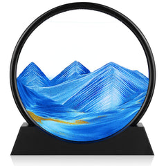 Herecanli Moving Sand Art blue round 7in, a calming desk centerpiece with changing patterns.