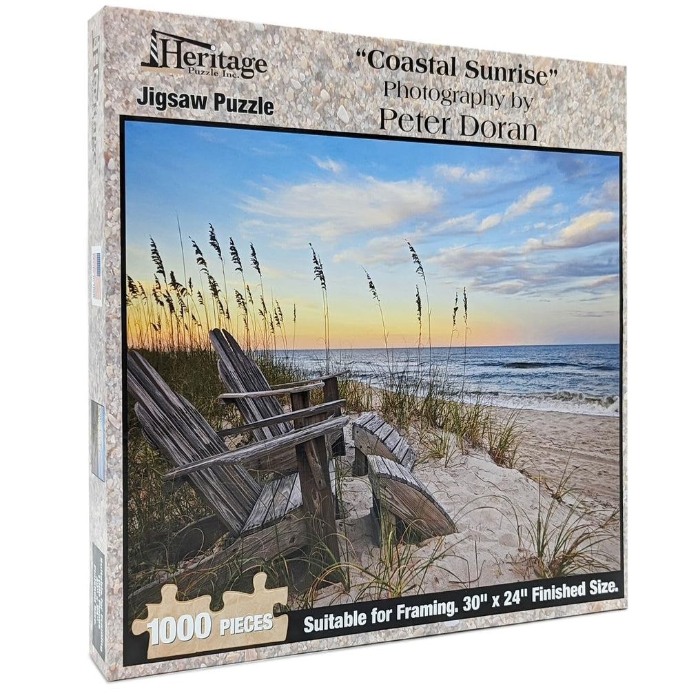Heritage Puzzle Coastal Sunrise Beach Scene image for relaxing family time.