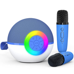 Heroange Karaoke Microphone Machine blue front view for versatile home entertainment and sing-alongs.