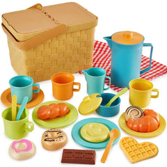 HERSITY picnic basket teapot set encourages imaginative tea parties for kids