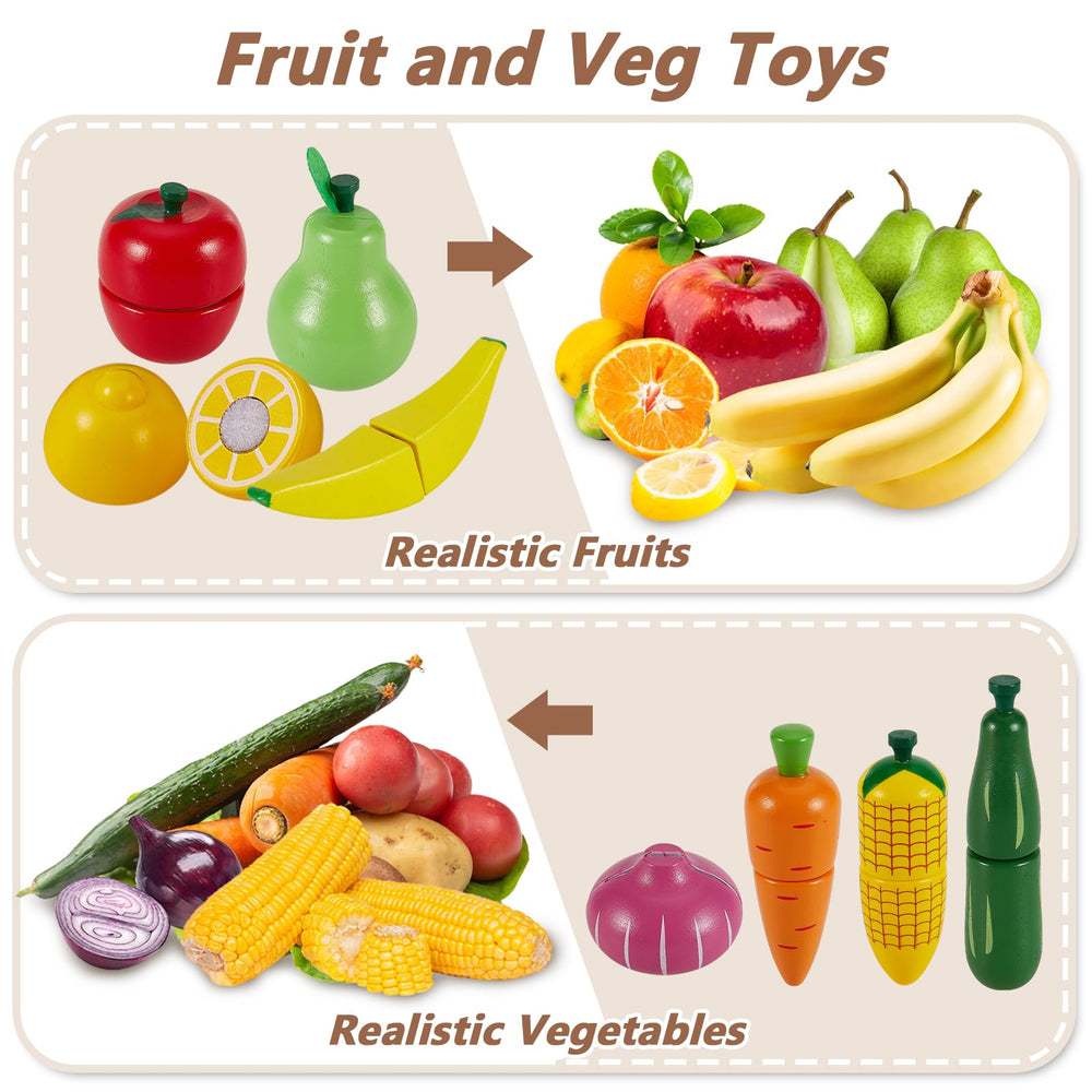 HERSITY storage box keeps wooden play food organized