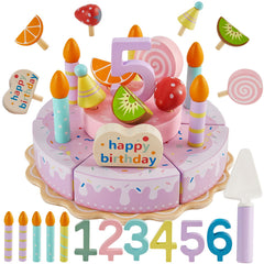 HERSITY wooden cake plate for pretend baking and sharing