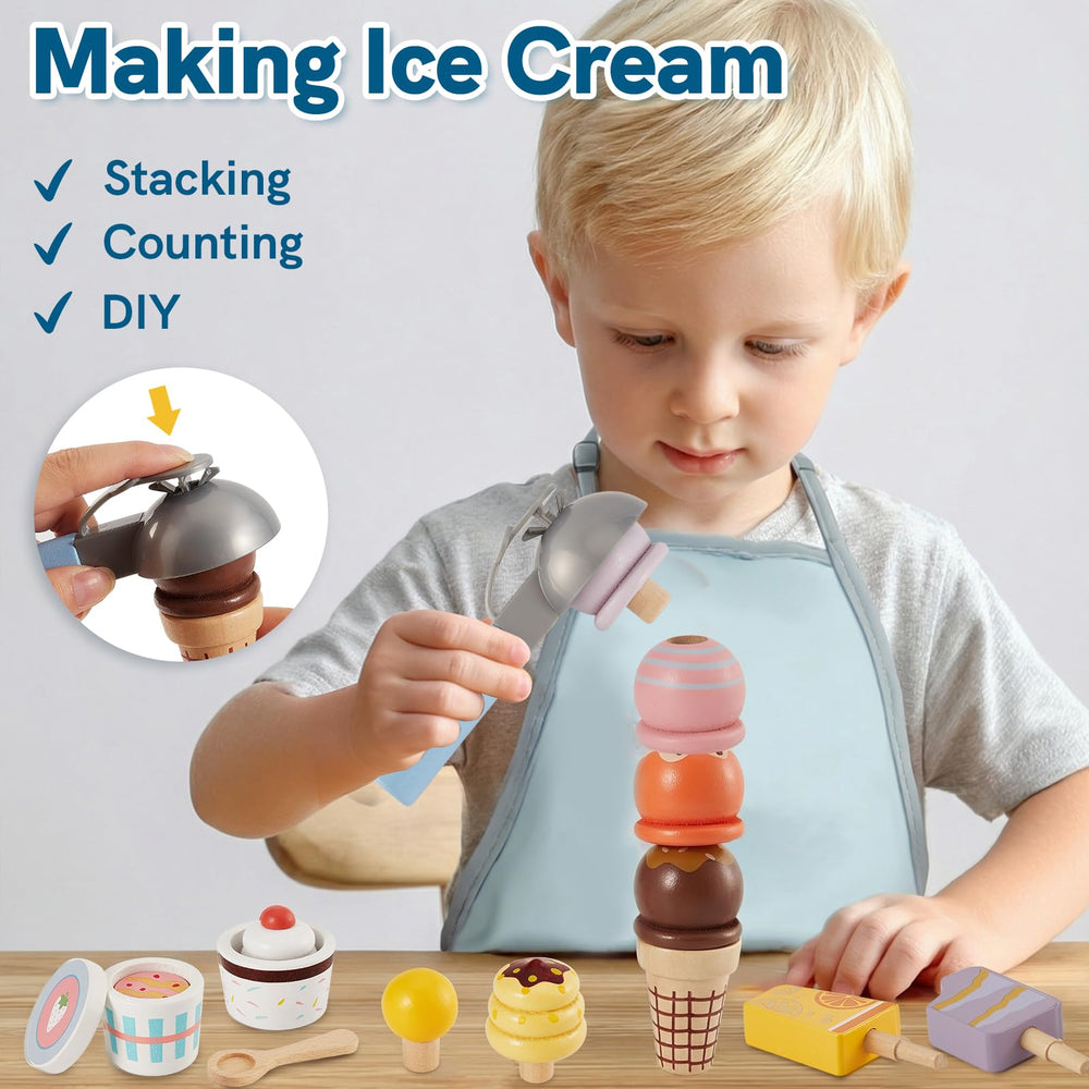 HERSITY wooden ice cream cones invite stacking and flavor exploration during play
