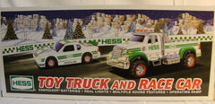 Hess toy truck with four-wheel independent suspension for smooth display.