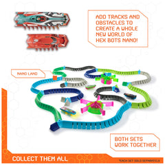 HEX BOTS Nanotopia racetrack helps kids design fast, interactive chase games
