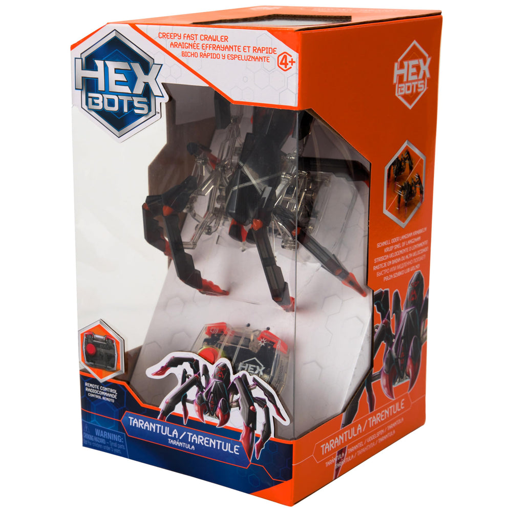HEX BOTS tarantula USB charger included for quick recharges.