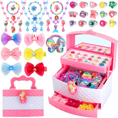 HEYDUOTON dress-up box with colorful jewelry kit for pretend play