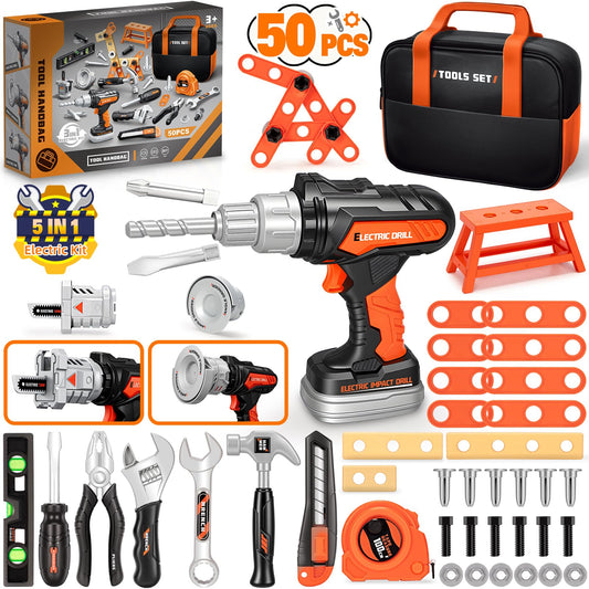 heygelo 50pcs tool set electric drill, for realistic pretend play and skill-building