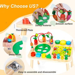 Heylandu Activity Table carrot harvest game engages tactile exploration and problem solving.