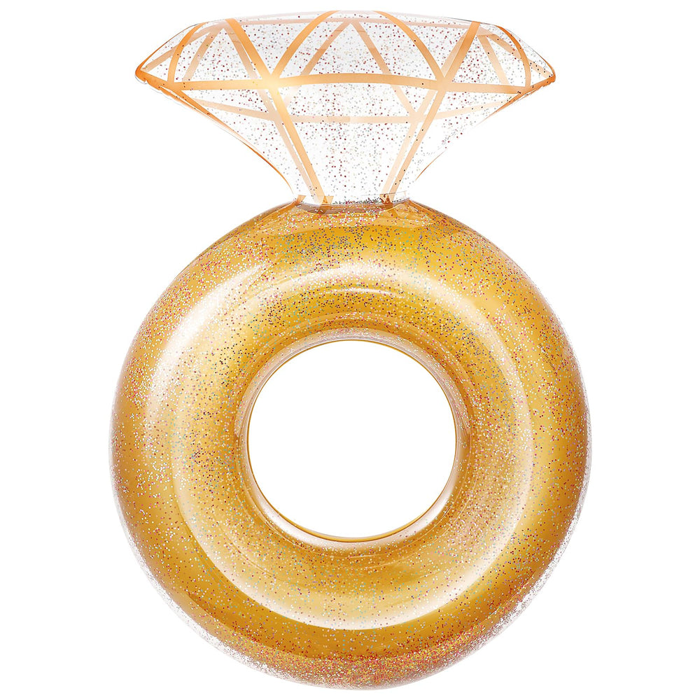 HeySplash Diamond Ring pool float yellow in pool, great for photos and fun.
