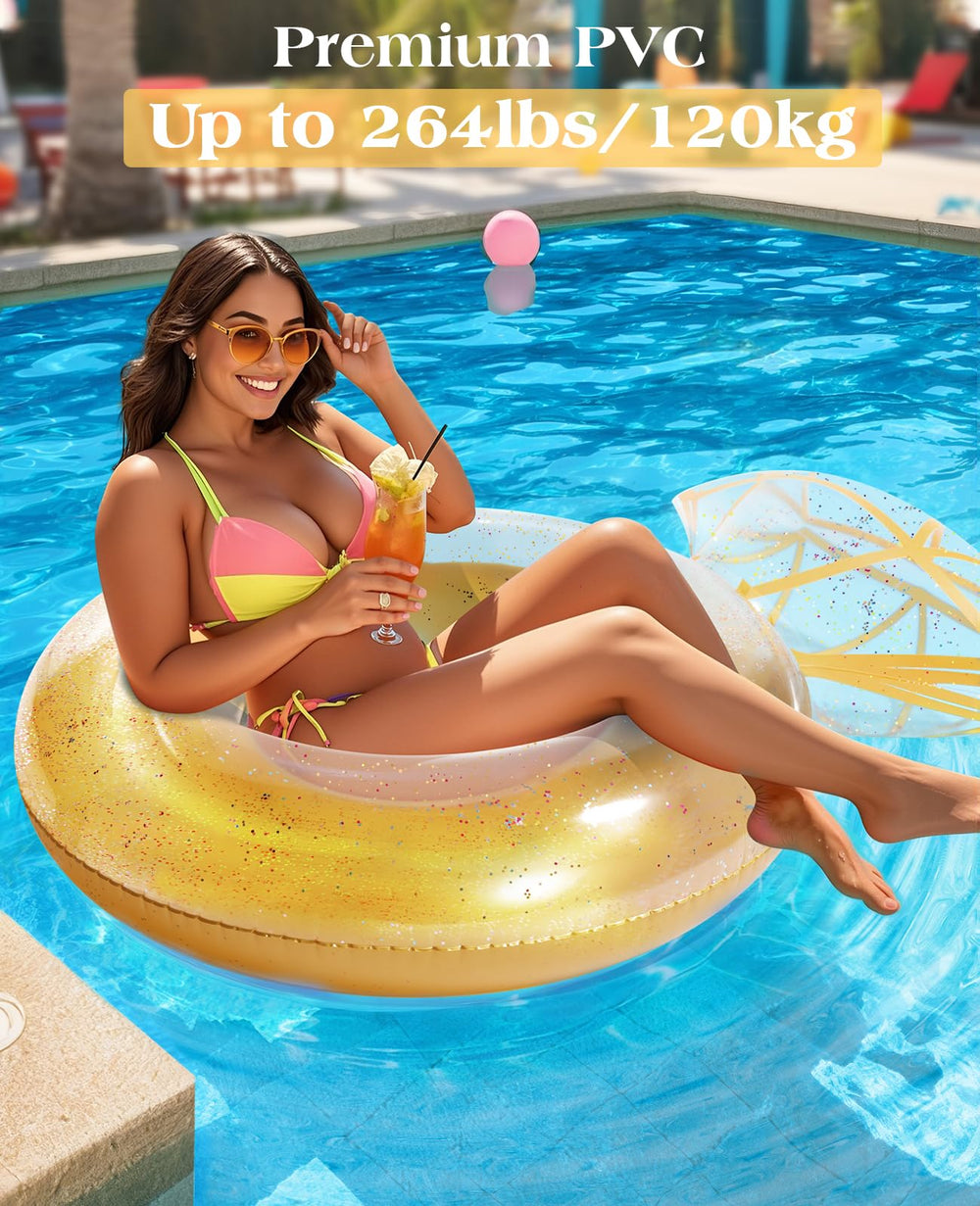 HeySplash inflatable diamond ring pool float close-up edge, soft and comfortable for lounging.