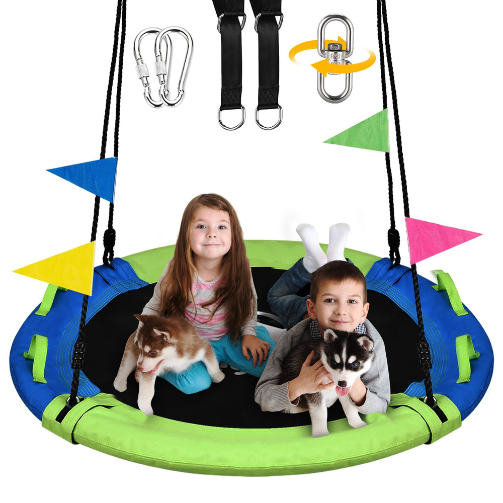 HeyZoo 43-inch saucer swing ready for backyard play with two to three kids