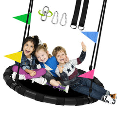 HeyZoo 48-inch saucer swing frame for a sturdy family backyard setup.