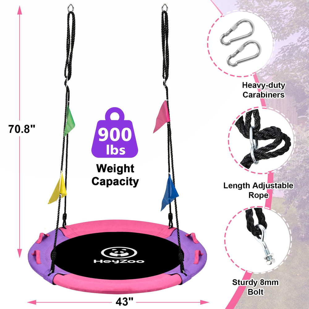 HeyZoo heavy-duty hanging straps provide secure support.